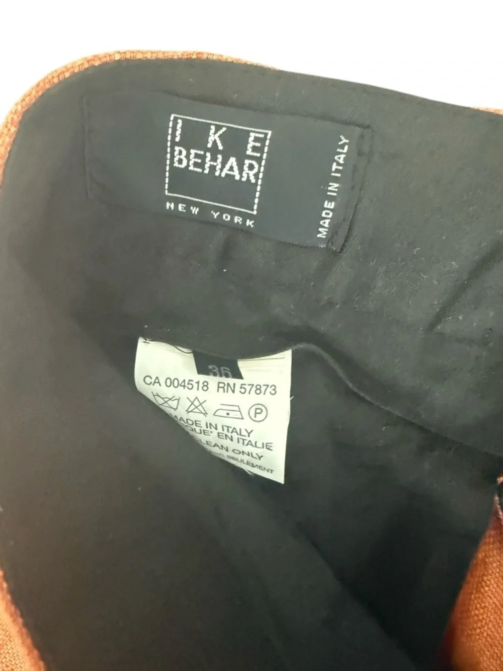 Ike Behar New York Orange Pleated Linen Shorts Size 36